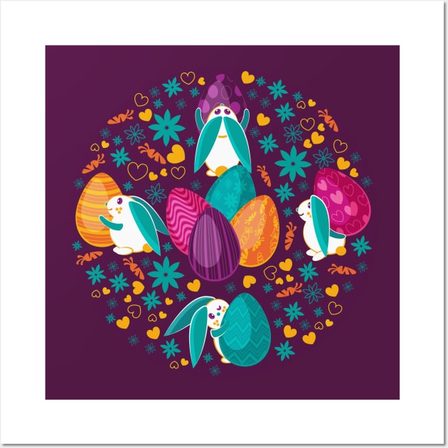 Busy Easter Bunnies // purple beet Wall Art by SelmaCardoso